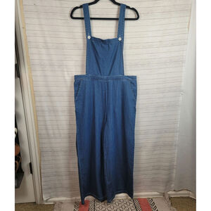 American Apparel Blue Denim Wide Leg Overalls,  sz XL